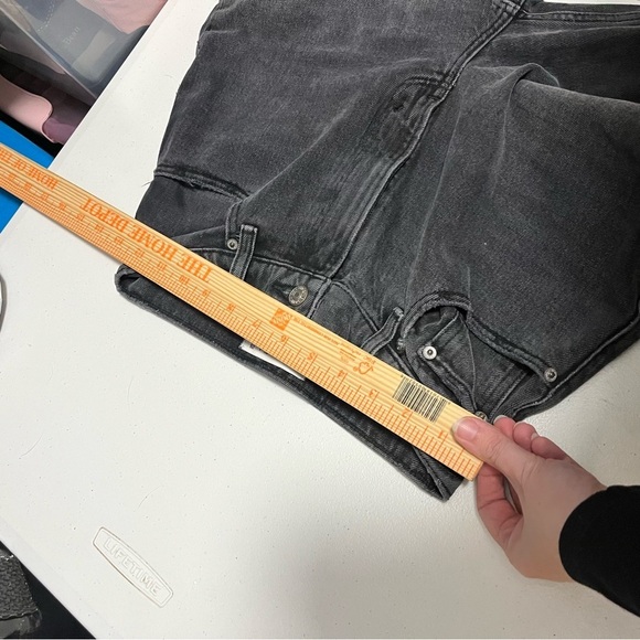 Abercrombie & Fitch 90s Straight Ultra High Rise Jeans 25 Black Split Hem 0 E2 - Picture 9 of 9